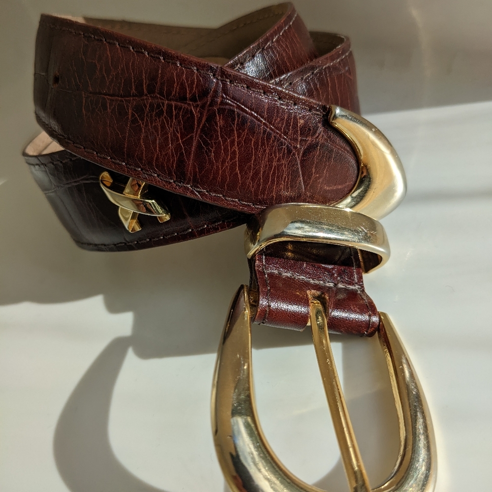 Oxblood vintage genuine leather belt